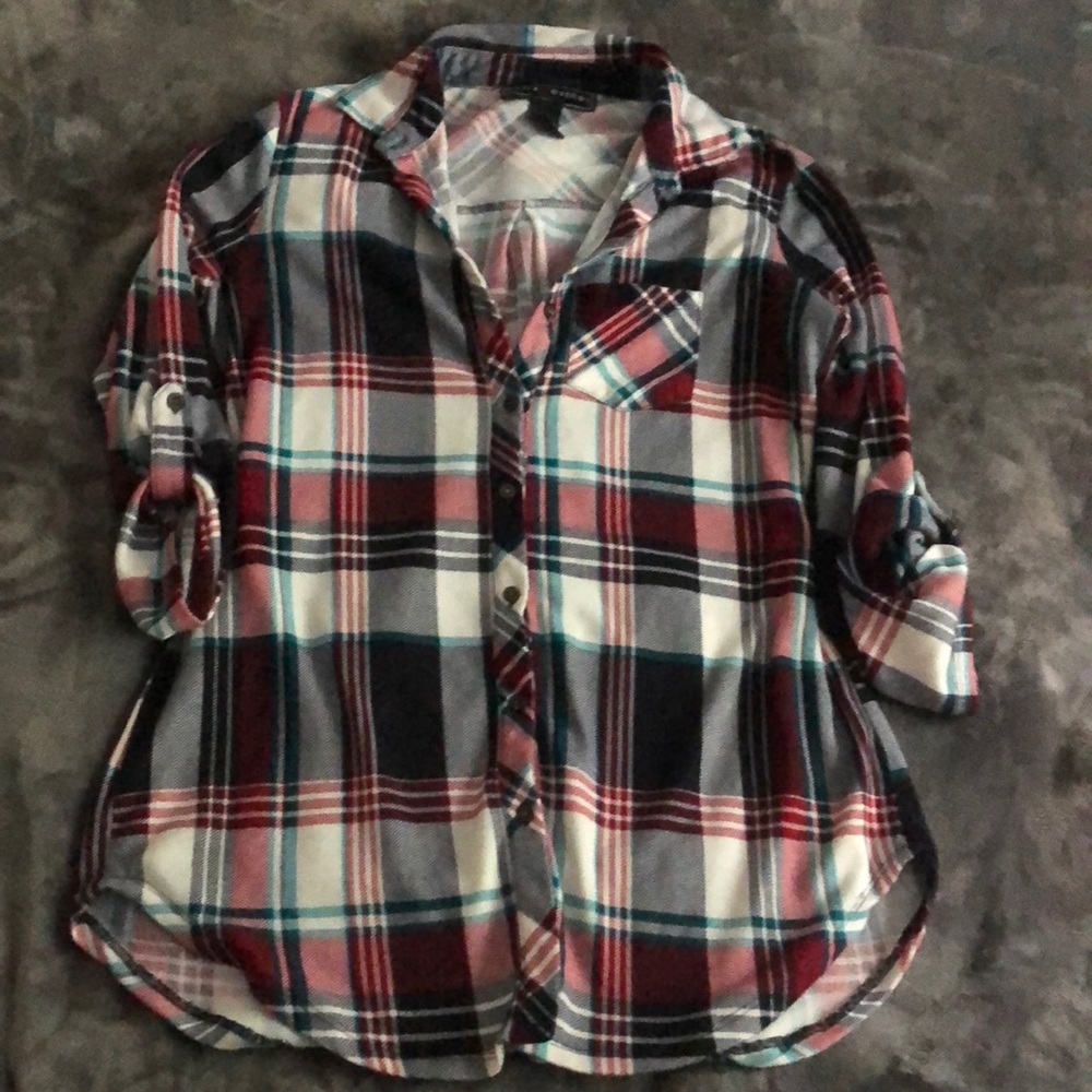 Polly & Ester plaid flannel button down